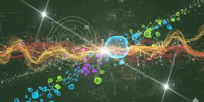 Abstract visualization of high-resolution microscopy analyzing nanocarrier drug delivery systems with glowing biological structures and digital analytical overlays.