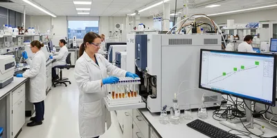 lab techician loading samples into an ICP-MS system
