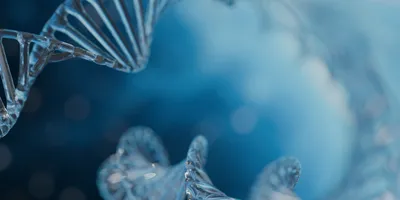 Close-up of DNA strands representing cell and gene therapy