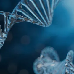 Close-up of DNA strands representing cell and gene therapy