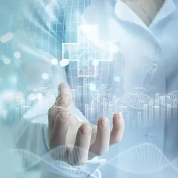 Clinical professional interacting with an AI-XR-cobot system