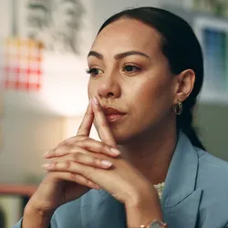 Lab manager contemplating decisions