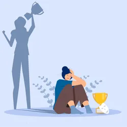 Illustration of a person struggling with impostor syndrome at work