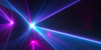 Illustration of light beams representing wakefield accelerator technology