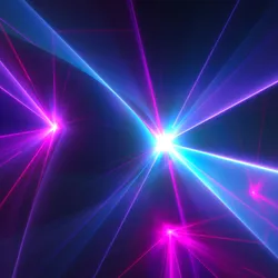 Illustration of light beams representing wakefield accelerator technology