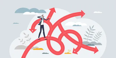 Person navigating a complex path symbolizing insecure leadership