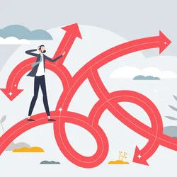 Person navigating a complex path symbolizing insecure leadership