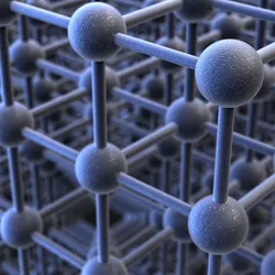 3D model of a crystal lattice structure used in AI materials redesign