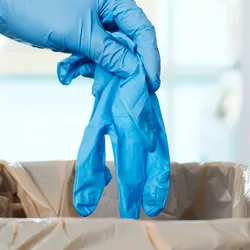 Nitrile gloves ready to be recycled into carbon capture materials