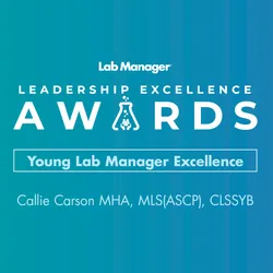 Leadership Excellence Awards logo with Callie Carson's headshot