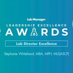 Leadership Excellence Award logo with Stephanie Whitehead headshot