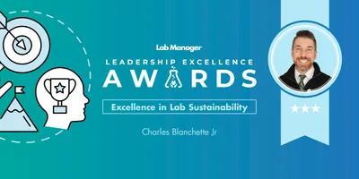 Leadership Excellence Award logo with Chuck Blanchette headshot