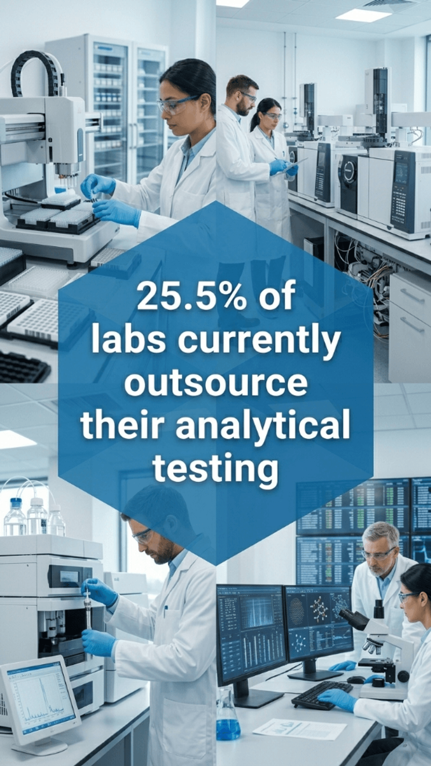 25.5% of labs outsource their analytical testing