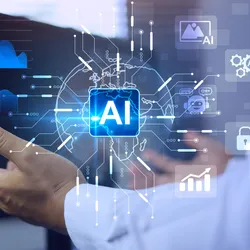 AI adoption illustrated with data graphics and analytics imagery