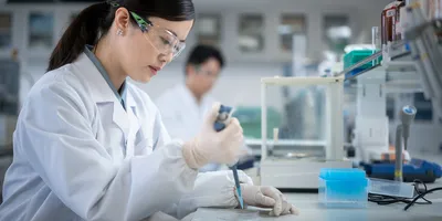 young doctor working in lab