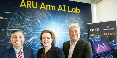 Team members at ARU Arm AI Lab showcasing AI laboratory infrastructure