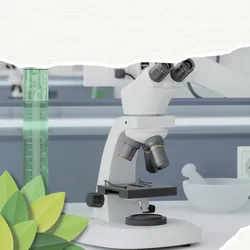 Microscope and eco-friendly lab products in a laboratory setting