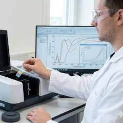 UV-Vis spectrophotometer thin film characterization laboratory.