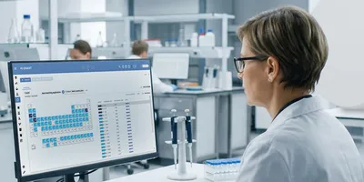 Laboratory worker using SPECTRO AI QUANT software.