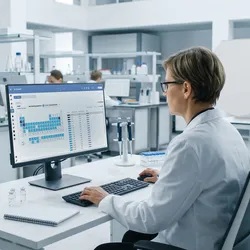 Laboratory worker using SPECTRO AI QUANT software.