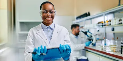 Researcher engaged in environmental health and safety practices