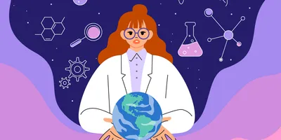 Scientist holding Earth, symbolizing environmental sustainability in laboratories