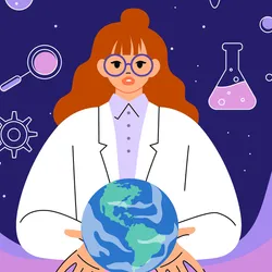 Scientist holding Earth, symbolizing environmental sustainability in laboratories