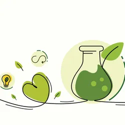 Graphic depicting lab sustainability concepts with green elements