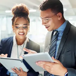 Lab managers discussing financial strategies