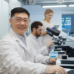 Group of researchers celebrating World Laboratory Day 2026 in a lab
