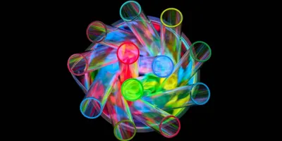 Multicolored test tubes symbolizing catalyst efficiency in chemistry