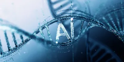 DNA strand with AI representation, symbolizing GPT-Rosalind in drug discovery.