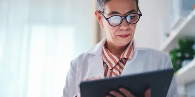 Expert analyzing safety measures in a laboratory environment