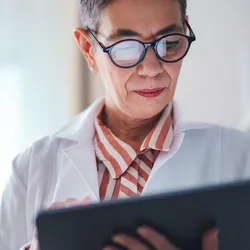 Expert analyzing safety measures in a laboratory environment