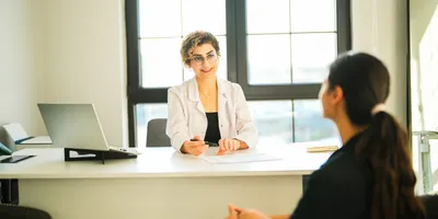Laboratory recruitment interview with a young candidate