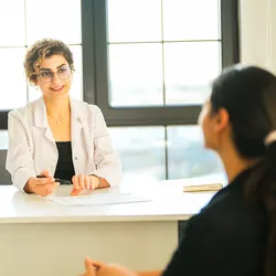 Laboratory recruitment interview with a young candidate