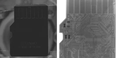 X-ray image showing detailed memory card features