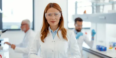 Portrait of a leader in a laboratory setting