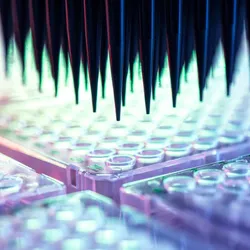 Pipette tips over multi-well plates for genomic analysis