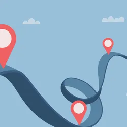 Illustration of woman running down a winding road with different checkpoints.