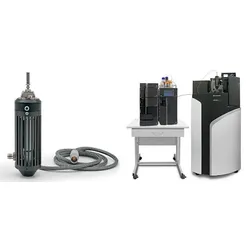 Plasmion's SICRIT ion source connection module (left) and an ultra-high performance liquid chromatograph-mass spectrometer with the ion source attached (right)