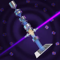Diagram illustrating a laser phase plate for cryo-electron microscopy.