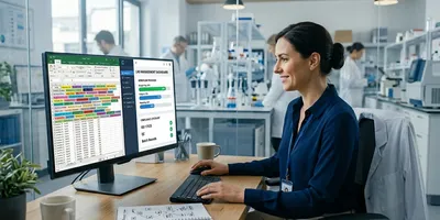 Lab manager comparing LIMS software screens to spreadsheets, illustrating the decision of whether your lab needs a LIMS