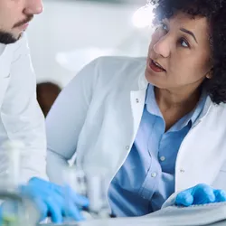 Lab team evaluating safety measures related to exposure and hazards