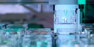 EcoBOT's automated plant growth setup in a lab environment.