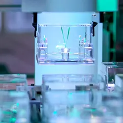 EcoBOT's automated plant growth setup in a lab environment.