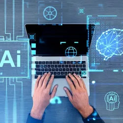 Digital interface showcasing AI integration