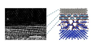 Layered structure of titanium dioxide thin film on substrates