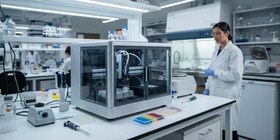 A laboratory technician processes biomarker samples for multiplex immunofluorescence testing using newly available arcoris bio immunoMUSE kits.