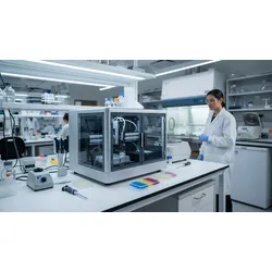 A laboratory technician processes biomarker samples for multiplex immunofluorescence testing using newly available arcoris bio immunoMUSE kits.